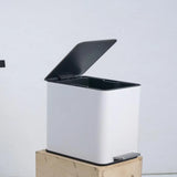10L Stainless Steel Trash Can with Lid White Step Pedal 2.6 Gal Small Bin