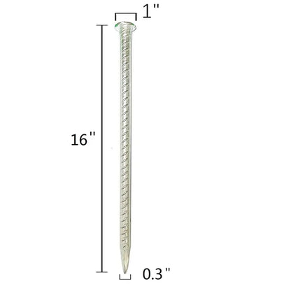 Galvanized Steel Rebar Stakes Flat Head Ground Anchor Nails 12 16 Inch Silver