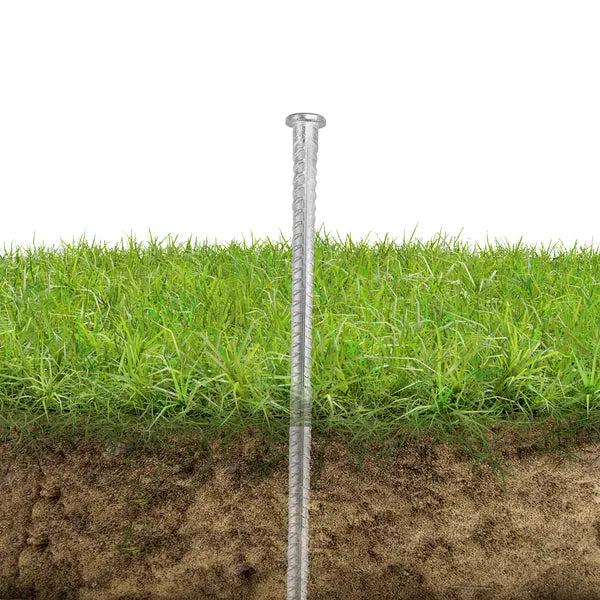 Galvanized Steel Rebar Stakes Flat Head Ground Anchor Nails 12 16 Inch Silver