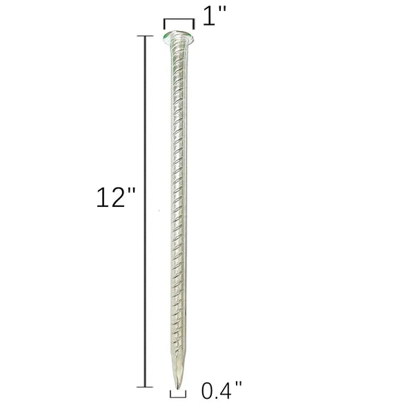 Galvanized Steel Rebar Stakes Flat Head Ground Anchor Nails 12 16 Inch Silver