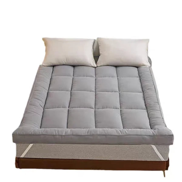 King Size Mattress Topper Gray Thick Quilted Pad Pillow Top Corner Straps