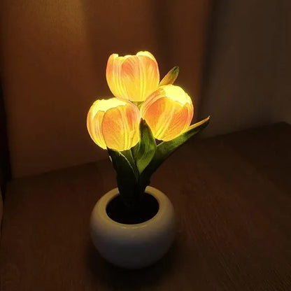 Tulip Lamp LED Table Lamp Flower Vase Desktop Decoration Dimmable Night Light