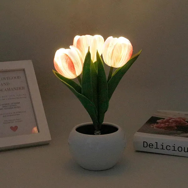 Tulip Lamp LED Table Lamp Flower Vase Desktop Decoration Dimmable Night Light