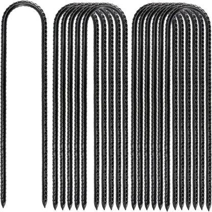 16 Inch Steel Rebar Ground Anchors U Shaped Stakes Black Fence Trampoline 12 16