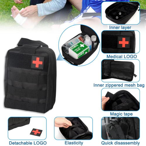 Tactical Vehicle Back Seat Organizer with 3 Detachable Storage Pouches