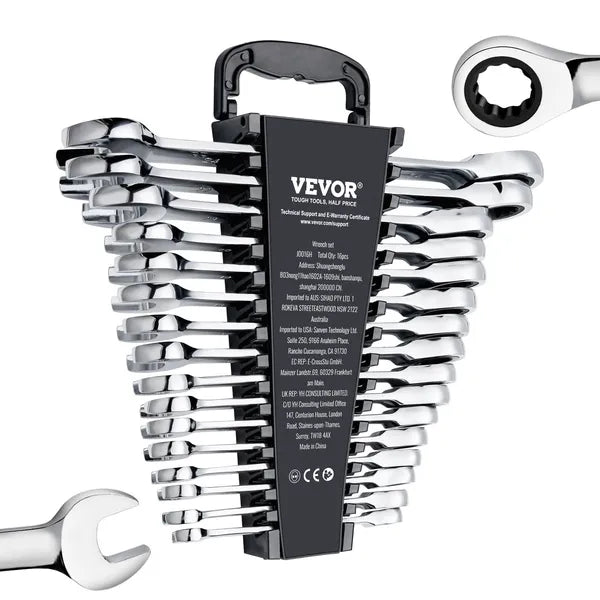 VEVOR 16 Piece Metric Ratcheting Wrench Set Cr-V Steel with Rack