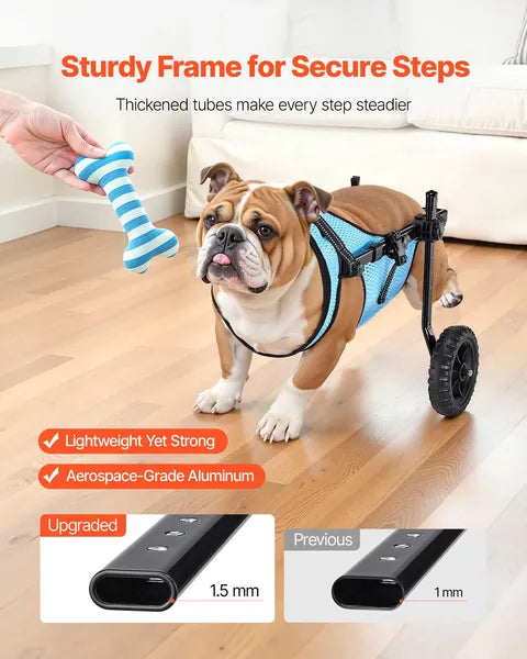 VEVOR Dog Wheelchair Back Legs 2 Wheel Adjustable Cart Mobility Support 33lbs