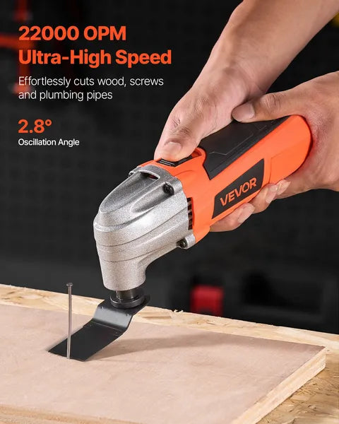 VEVOR Corded Oscillating Multi Tool 2.2A 22000 OPM Kit 7pc Blades Scraper