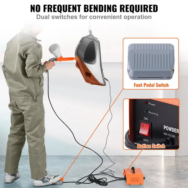 VEVOR Powder Coating System 50KV Electrostatic Kit with Gun Foot Switch