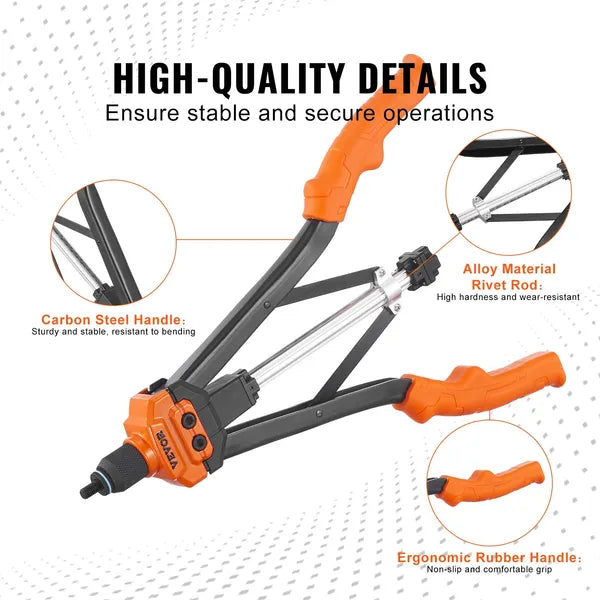 VEVOR 16 Inch Rivet Nut Tool Kit Rivnut Gun with 13 Mandrels 186 Nuts