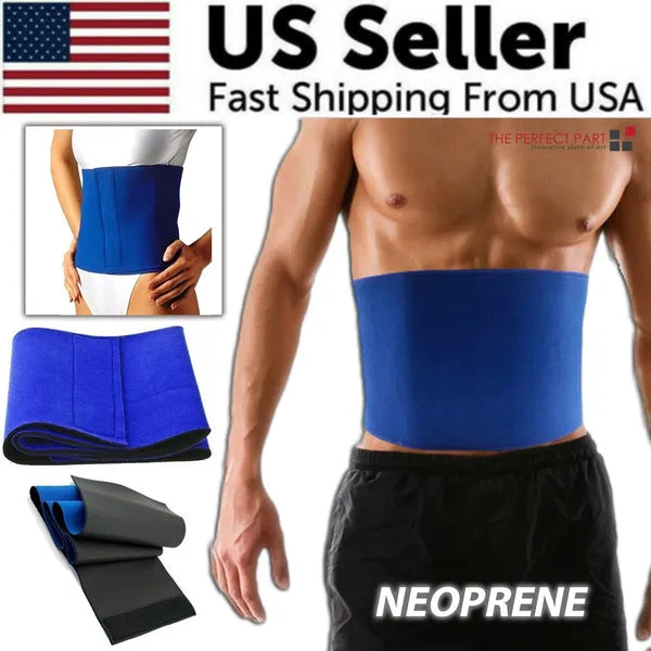 Neoprene Waist Trimmer Belt Sweat Band Abdominal Wrap 39 Inch Blue