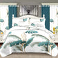 9 Piece Tropical Palm Leaf Bedspread Curtain Set Queen King Cal King Bedding