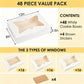 48 Pack Bakery Boxes with Window 12x8x2.5 White Cookie Pastry Donut Boxes