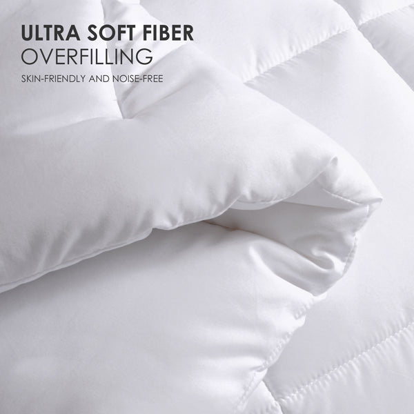 White Comforter All Season Fluffy Checkered Quilted Soft Machine Washable Bedding