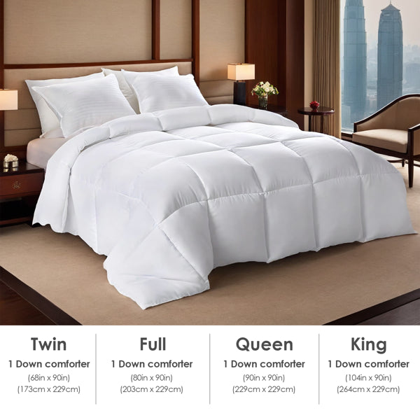 White Comforter All Season Fluffy Checkered Quilted Soft Machine Washable Bedding