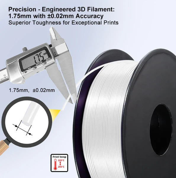 1.75mm PLA 3D Printer Filament 1KG Spool +/- 0.02mm Precision High Strength