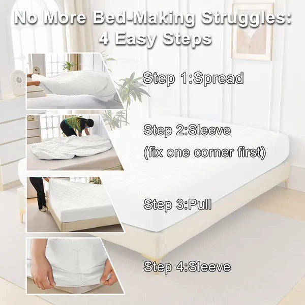 King Mattress Protector Waterproof Ultrasonic Diamond Grid Deep Pocket Green