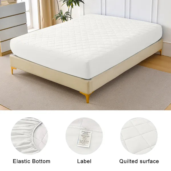 King Mattress Protector Waterproof Ultrasonic Diamond Grid Deep Pocket Green