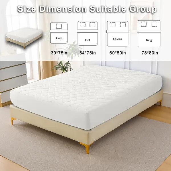 King Mattress Protector Waterproof Ultrasonic Diamond Grid Deep Pocket Green