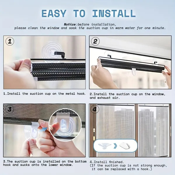 Blackout Window Shade 15.75x23.6 No Drill 3 Suction Cups Portable Roller Blind