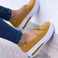 Women Slip On Wedge Sneakers Closed Toe Platform Casual Lace Up Shoes