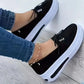 Women Slip On Wedge Sneakers Closed Toe Platform Casual Lace Up Shoes